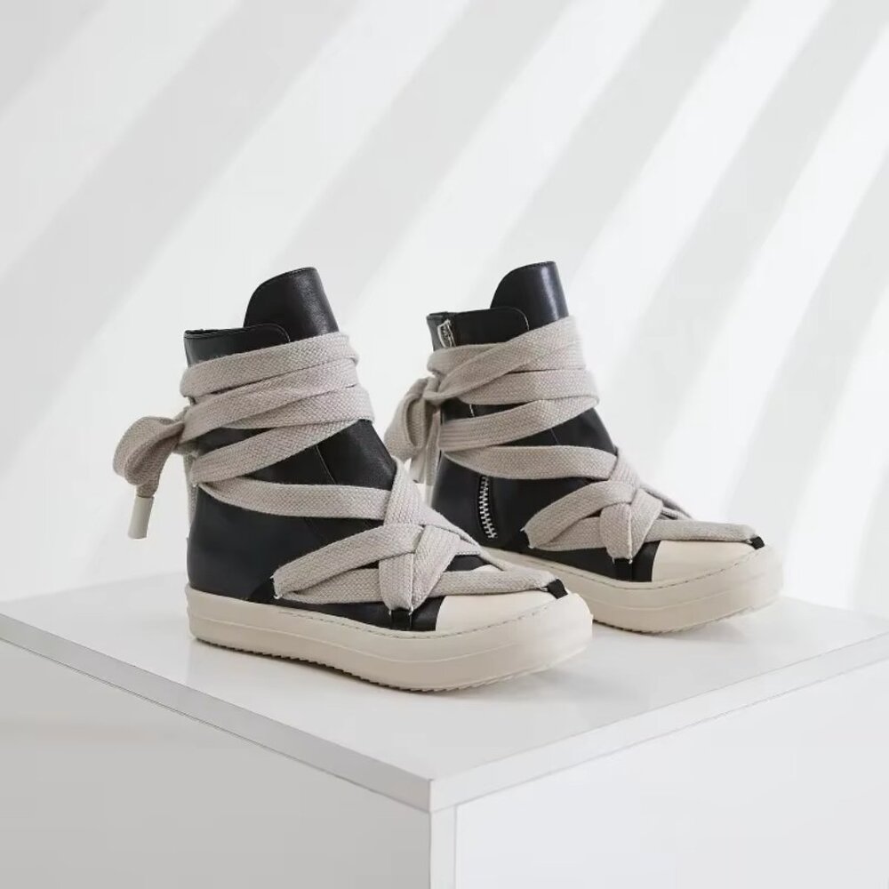 Men Woman Casual Lace-up Thick Soled Trendy Shoes,Street Motorcycle Sneakers